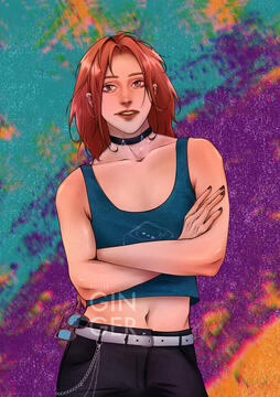 Half-body + simple background